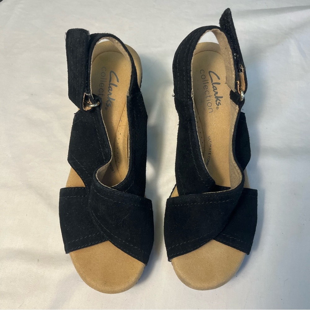 Clark’s Black Wedge Sandals